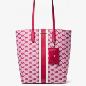 Michael Kors Vincent Large Logo Jacquard Tote Bag with Card Case NWT